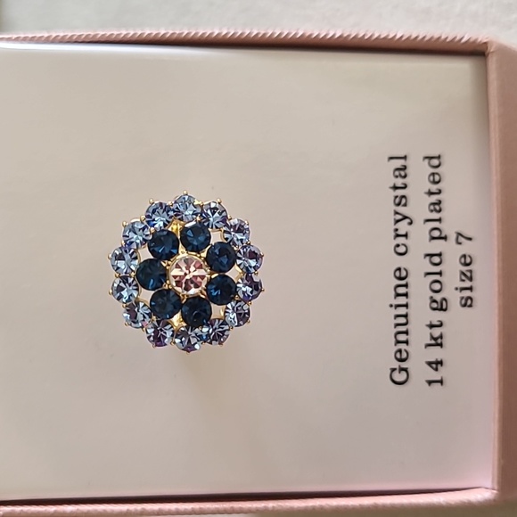 SPARKLE ALLURE WOMENS  "GENUINE CRYSTAL" 14KT GOLD PLATED FASHION RING SIZE 7 - Picture 7 of 10